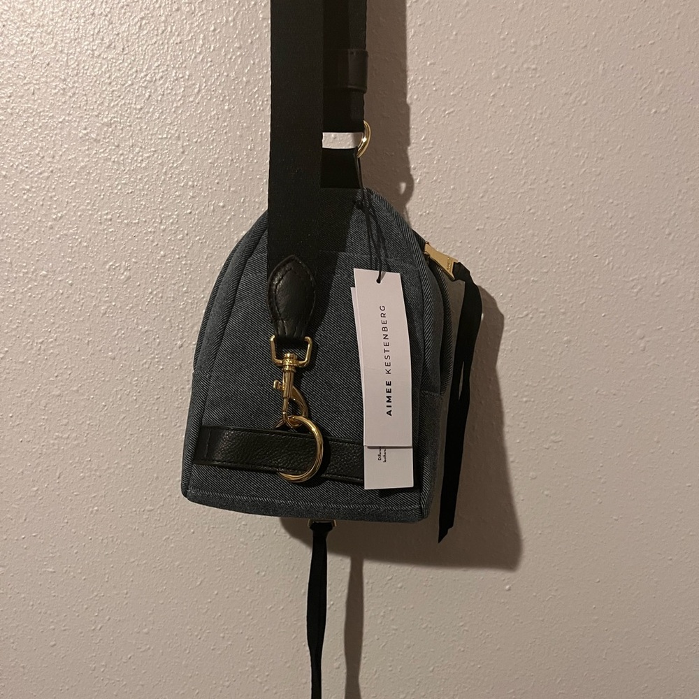 Gray Mini Backpack with Gold Zipper - Picture 3 of 4